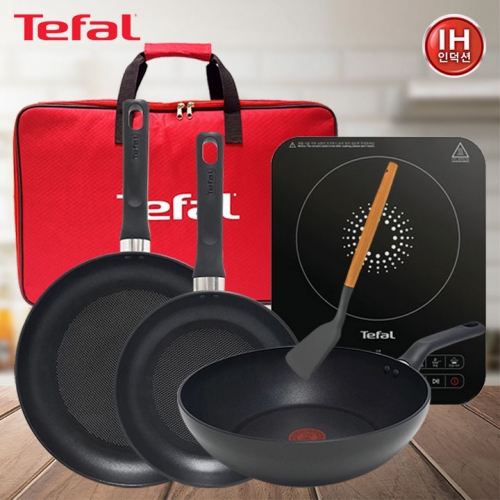[테팔] 스피디 1구 인덕션레인지+인덕션 델리커시 티타늄 프라이팬 22cm+28cm+멀티팬 28cm+리빙멀티백